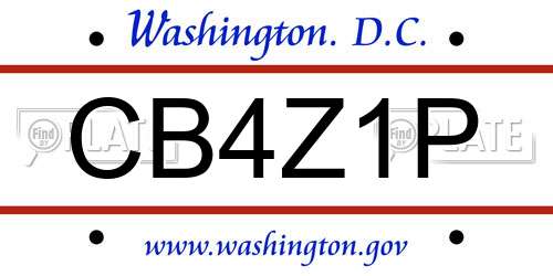 CB4Z1P District Of Columbia License Plate