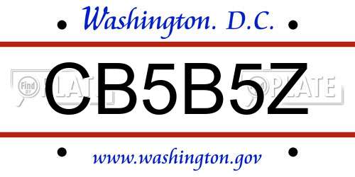 CB5B5Z District Of Columbia License Plate