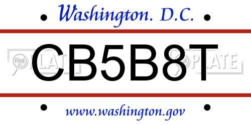 CB5B8T District Of Columbia License Plate