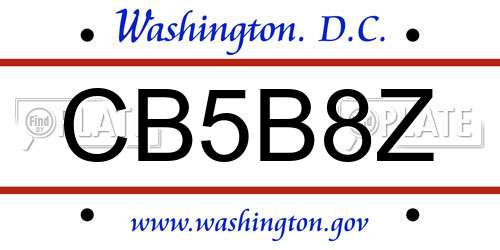 CB5B8Z District Of Columbia License Plate