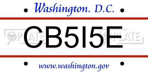 CB5I5E District Of Columbia License Plate