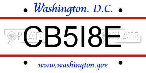 CB5I8E District Of Columbia License Plate