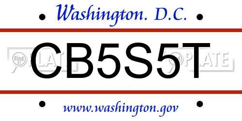 CB5S5T District Of Columbia License Plate