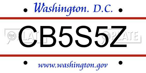 CB5S5Z District Of Columbia License Plate