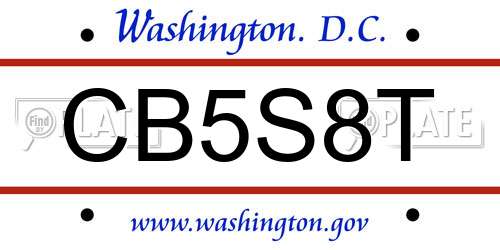 CB5S8T District Of Columbia License Plate