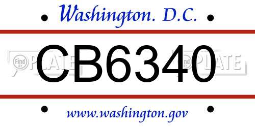 CB6340 District Of Columbia License Plate