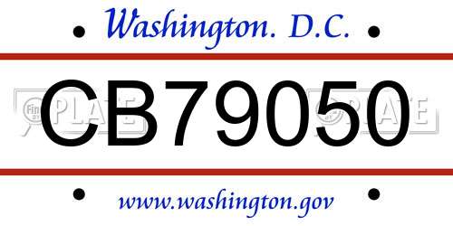CB79050 District Of Columbia License Plate