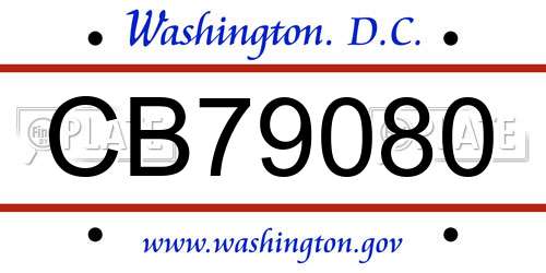 CB79080 District Of Columbia License Plate