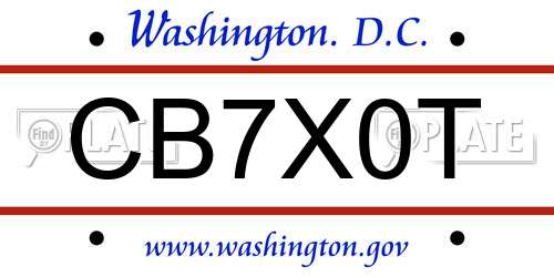 CB7X0T District Of Columbia License Plate