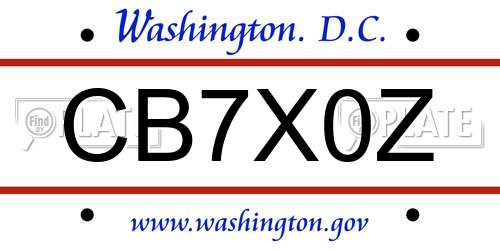 CB7X0Z District Of Columbia License Plate