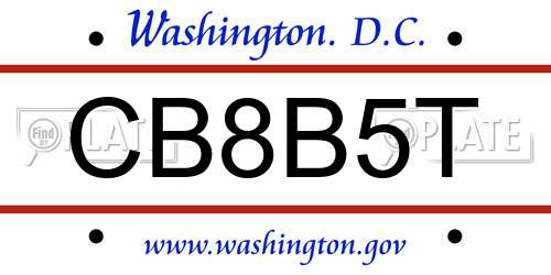 CB8B5T District Of Columbia License Plate