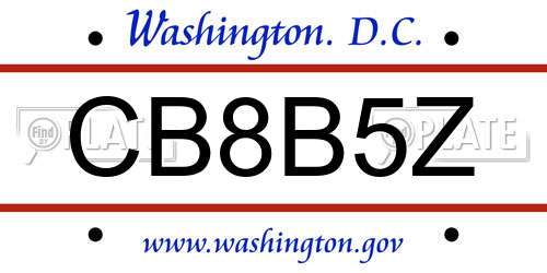 CB8B5Z District Of Columbia License Plate
