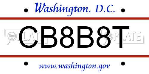 CB8B8T District Of Columbia License Plate