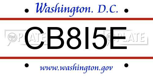CB8I5E District Of Columbia License Plate