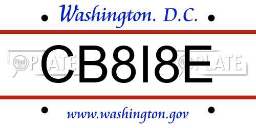CB8I8E District Of Columbia License Plate