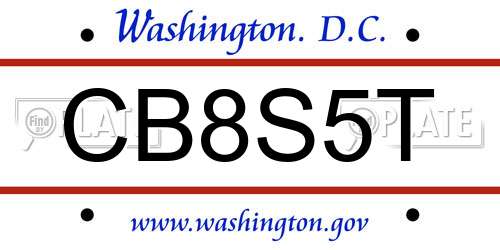 CB8S5T District Of Columbia License Plate