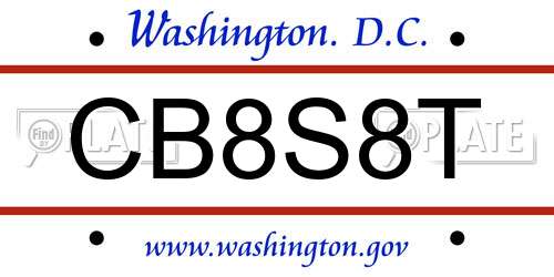 CB8S8T District Of Columbia License Plate