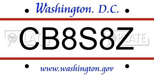 CB8S8Z District Of Columbia License Plate