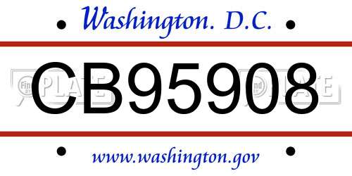 CB95908 District Of Columbia License Plate