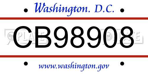 CB98908 District Of Columbia License Plate