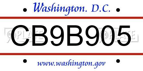 CB9B905 District Of Columbia License Plate