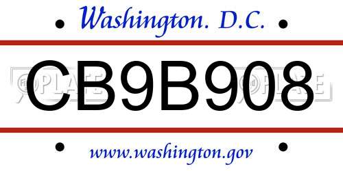 CB9B908 District Of Columbia License Plate