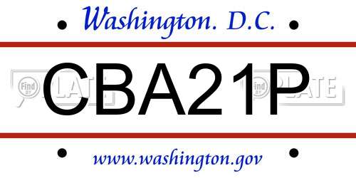 CBA21P District Of Columbia License Plate