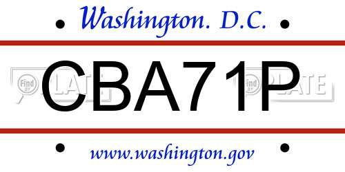CBA71P District Of Columbia License Plate