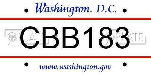 CBB183 District Of Columbia License Plate