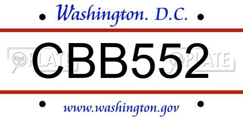 CBB552 District Of Columbia License Plate