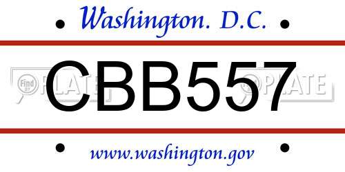 CBB557 District Of Columbia License Plate