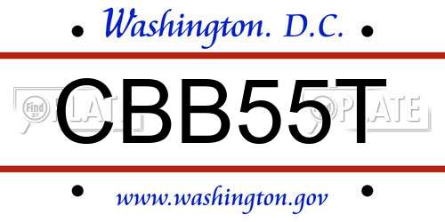 CBB55T District Of Columbia License Plate