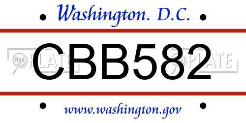 CBB582 District Of Columbia License Plate