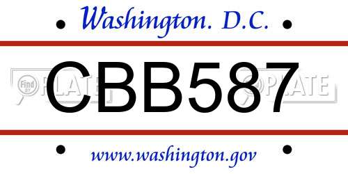 CBB587 District Of Columbia License Plate