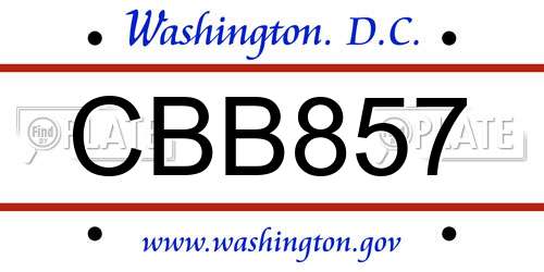 CBB857 District Of Columbia License Plate