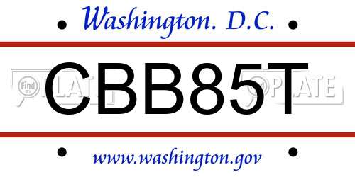 CBB85T District Of Columbia License Plate