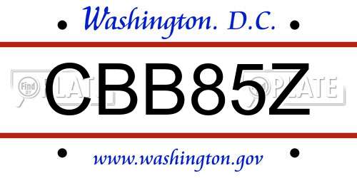 CBB85Z District Of Columbia License Plate