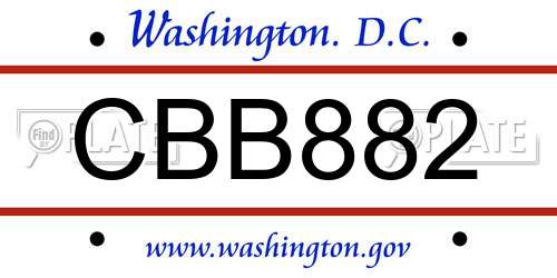 CBB882 District Of Columbia License Plate