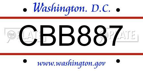 CBB887 District Of Columbia License Plate