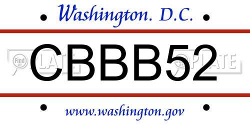 CBBB52 District Of Columbia License Plate