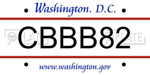 CBBB82 District Of Columbia License Plate