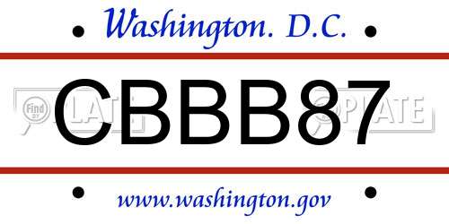 CBBB87 District Of Columbia License Plate