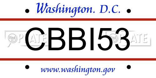 CBBI53 District Of Columbia License Plate