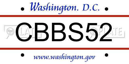 CBBS52 District Of Columbia License Plate