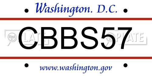CBBS57 District Of Columbia License Plate