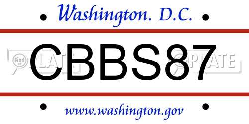 CBBS87 District Of Columbia License Plate