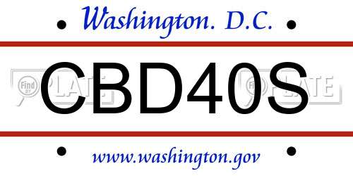 CBD40S District Of Columbia License Plate