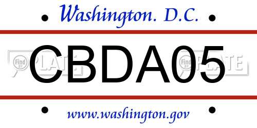 CBDA05 District Of Columbia License Plate