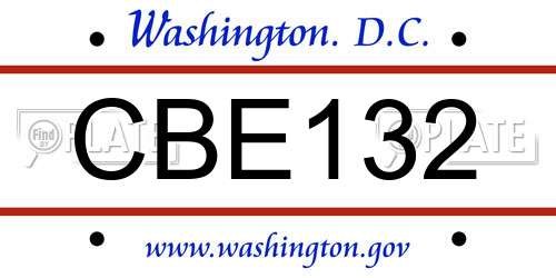 CBE132 District Of Columbia License Plate