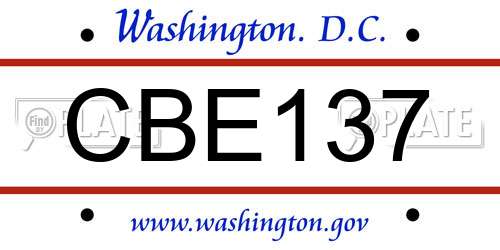 CBE137 District Of Columbia License Plate